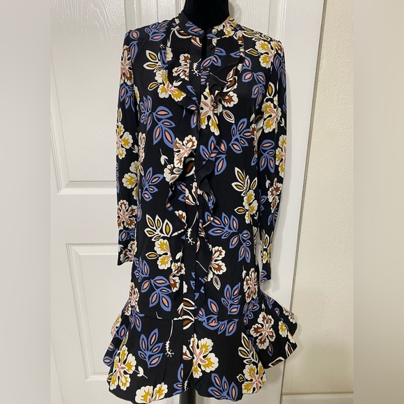 Tory Burch Dresses & Skirts - Tory Burch Jane ruffled floral black Dress size 4